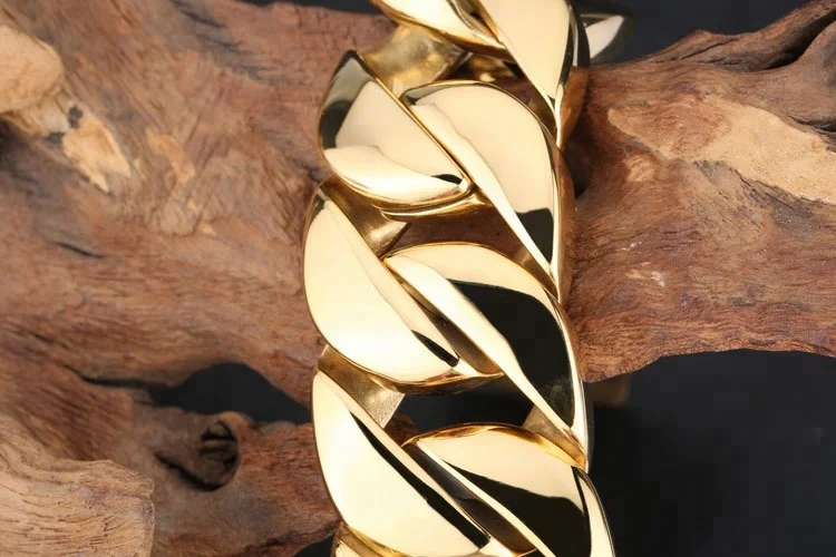 32 мм в стиле «хип-хоп» Большой Коренастый Браслет PVD 18K Позолоченные 316 из нержавеющей стали для мужчин Майами КУБИНСКИЙ звено цепи браслеты ювелирные изделия