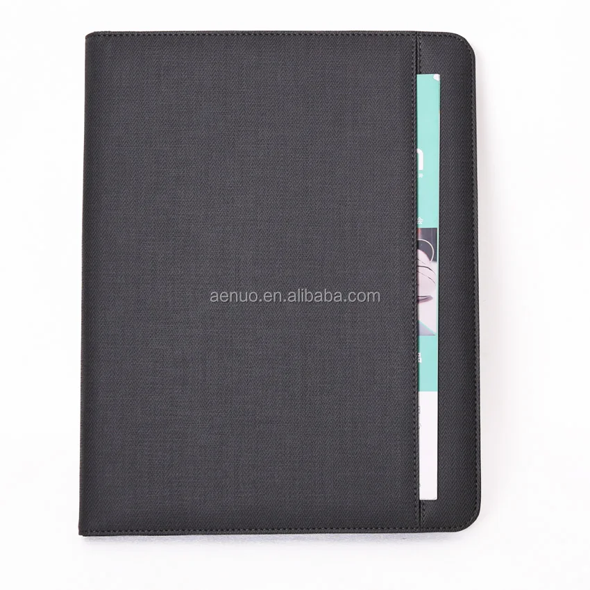 Wholesale Custom gift A4 conference leather file folder Zipper Padfolio with powerbank