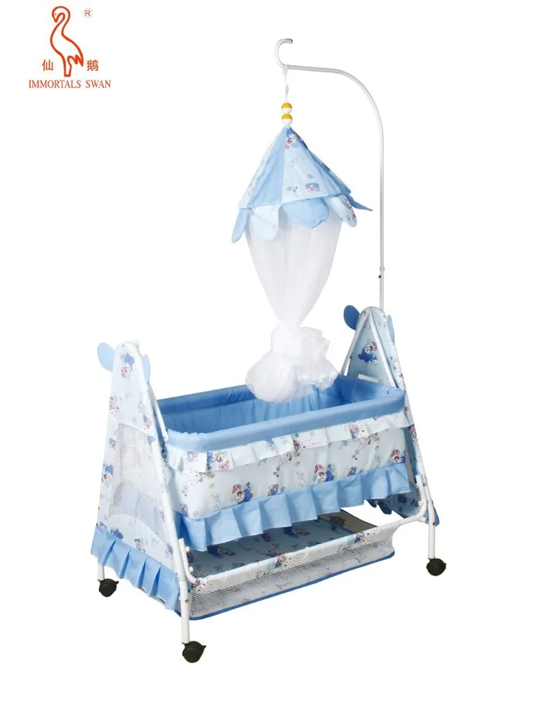 854A Baby Furniture Polyester Fabric Modern Material Modern Style  Crib Type Baby Cradle Crib Bed