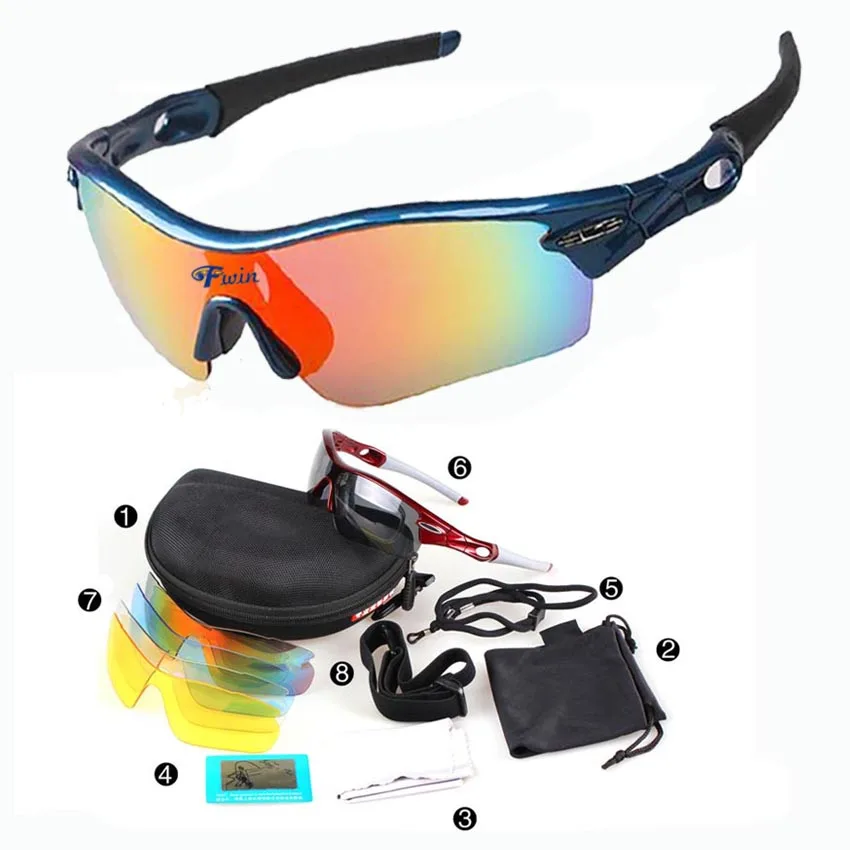 Hot sale UV400 changeable 5 lens sports eyewear cycling glasses