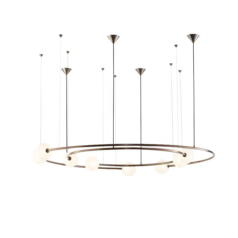 Simig lighting modern creative round metal pendant light fixtures glass small ball bean interior chandelier parts