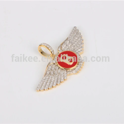 Latest fashion hip hop jewelry 925 sterling silver bird wing diamond pendant
