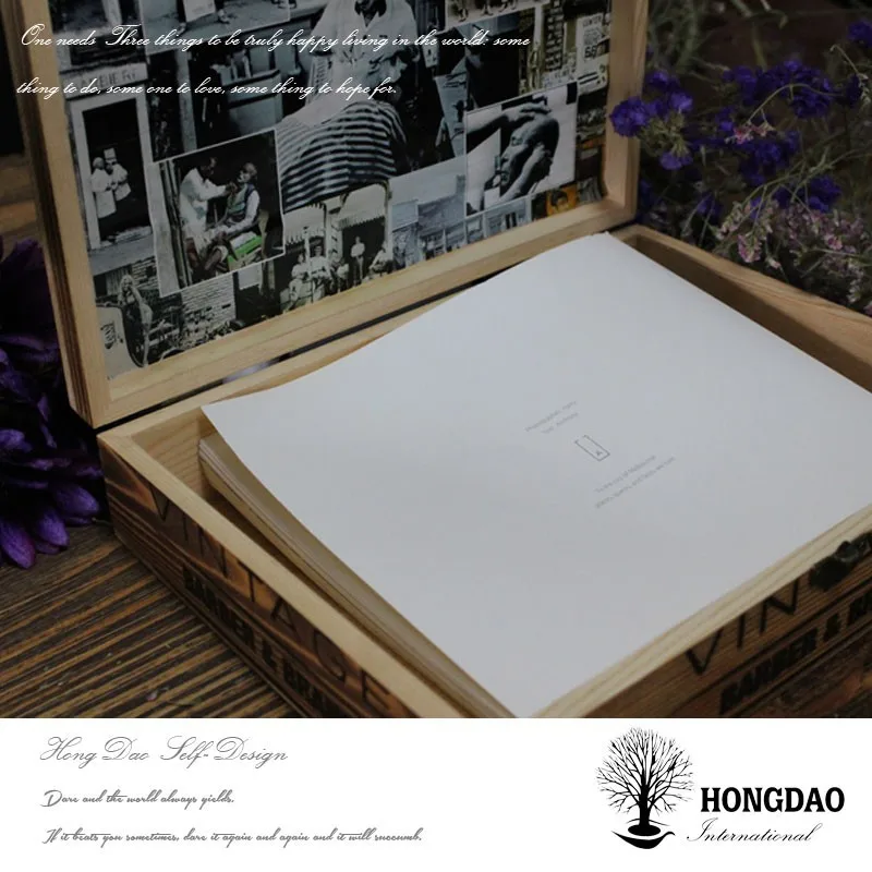 HONGDAO personalized vintage wooden box for book,presentation boxes for books