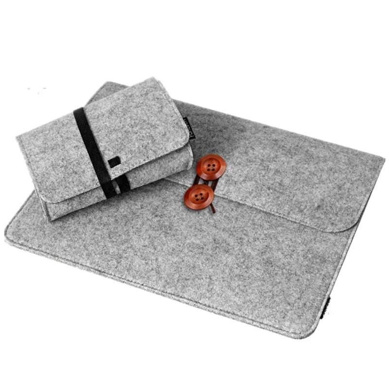 Felt Laptop Sleeve Bag Handle Notebook Computer Case Pouch with Accessories Holder