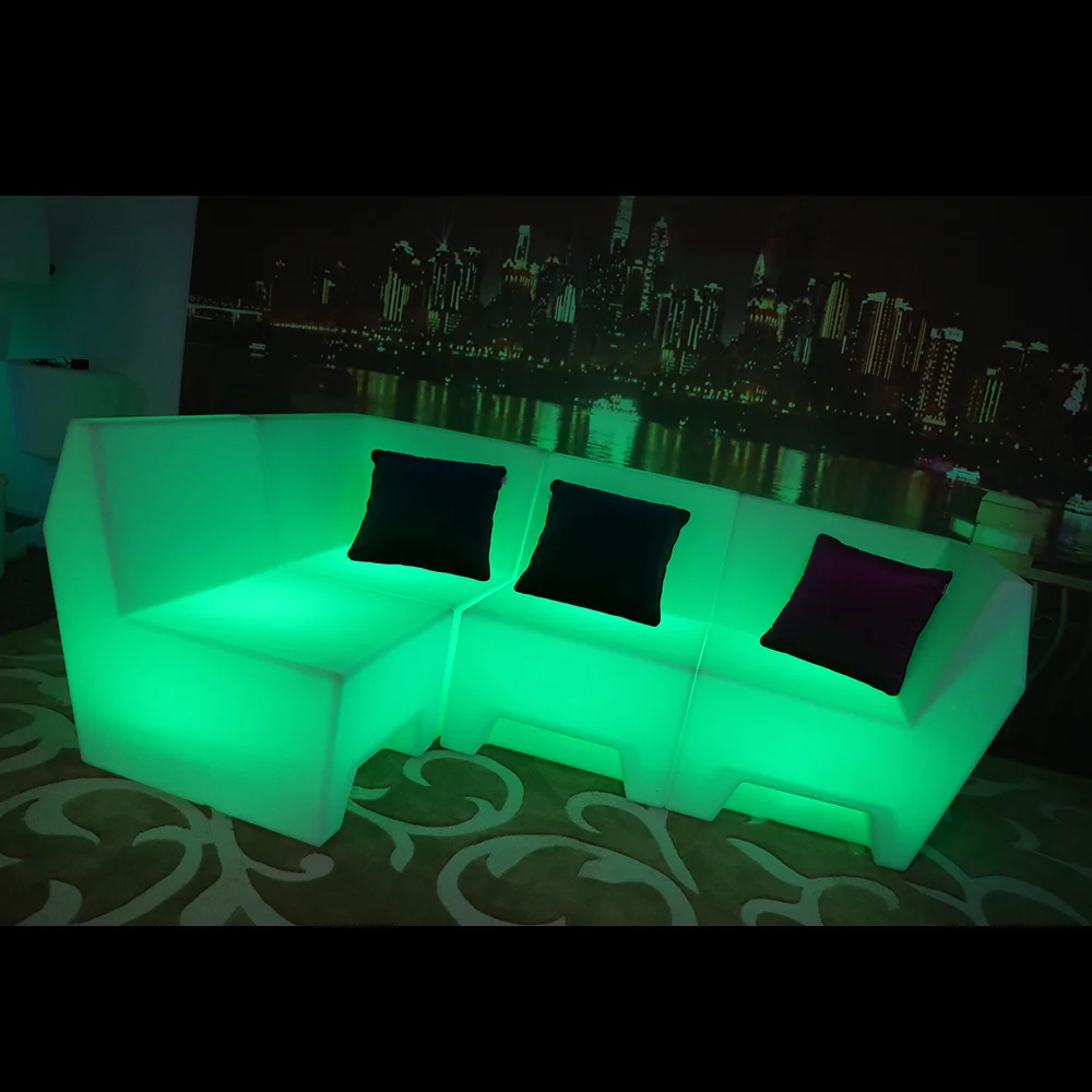 Modern appearance commercial bar nightclub led illuminated lounge couch sofa led glow furniture with 16 colors changing