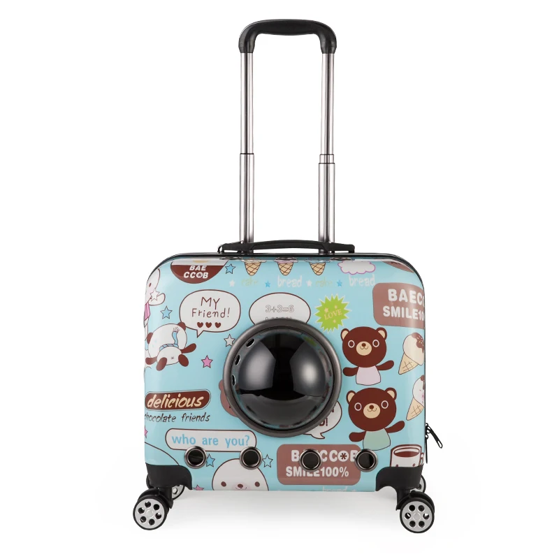 Airline Approved Pet Carrier Wheels Small Dogs Cats Removable Fleece Bed Soft Sided Mesh Windows Leash Clip Handle Carry