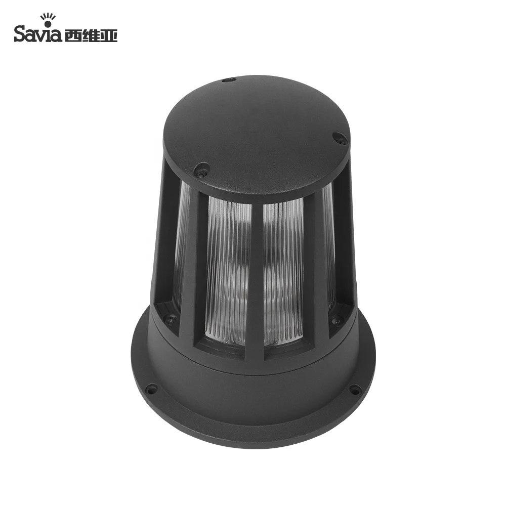 Savia modern outdoor light gate post E27 IP44 aluminium pathway post lamp pillar chapiter lamp garden wall post lantern
