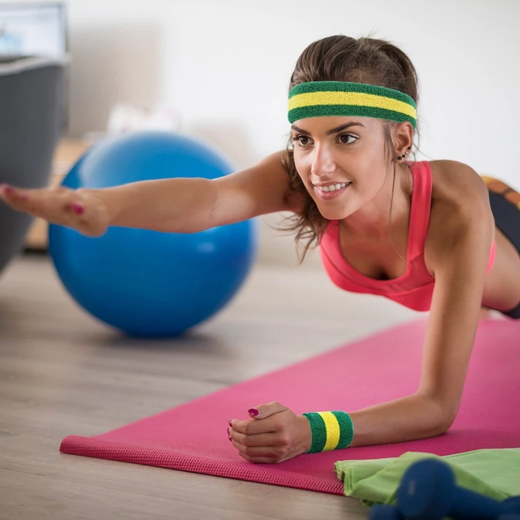 Wrist support terry custom cotton wristband elastic sweat head band embroidered sweatbands for gym sports yoga