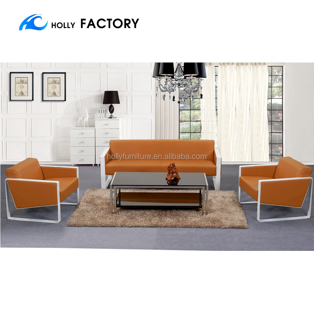 
 HL-8029 желтый Синтетический кожаный комплект офисных диванов из нержавеющей стали  