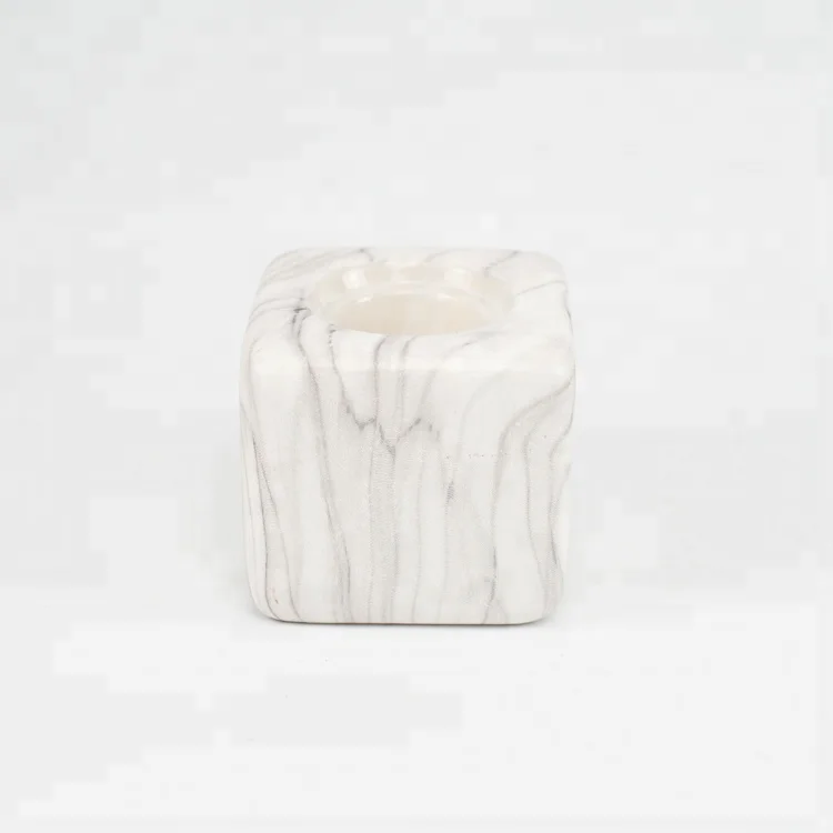 
Optional pattern printing christmas decor square marble porcelain tealight candle holder 