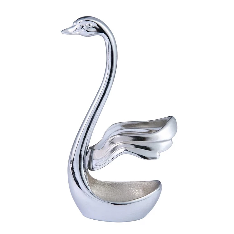 Wedding gift Stainless Steel fruit fork & spoon suit holder Swan Base holder