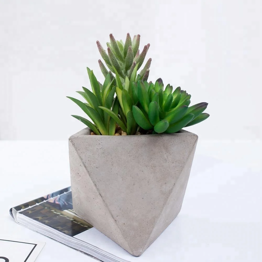 Wholesale succulent factory direct artificial succulent in bare cement flowerpot for decoration