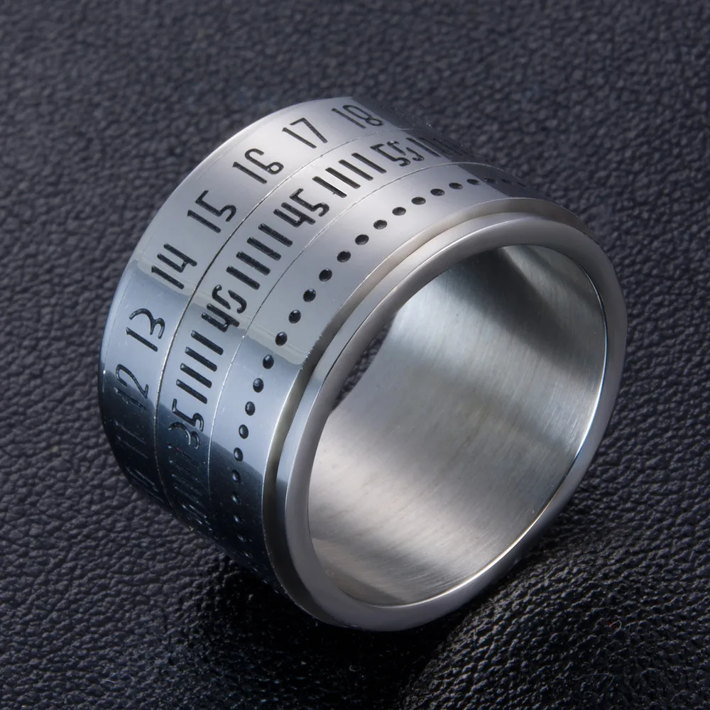 YWMT 2019 Wholesale Korean Arabia Number Rotation Stainless Steel Ring For Men