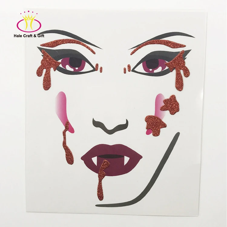 Custom DIY Waterproof Temporary Self Adhesive Glitter Halloween Face Eye Body Art Skin Tattoo Sticker