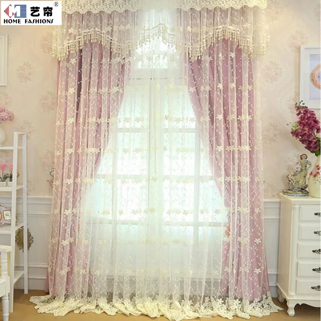 Window Curtains and Transparent Natural Sheer Embroidered Flower Newest Arrival Lace 100% Polyester French Window Grommet Modern