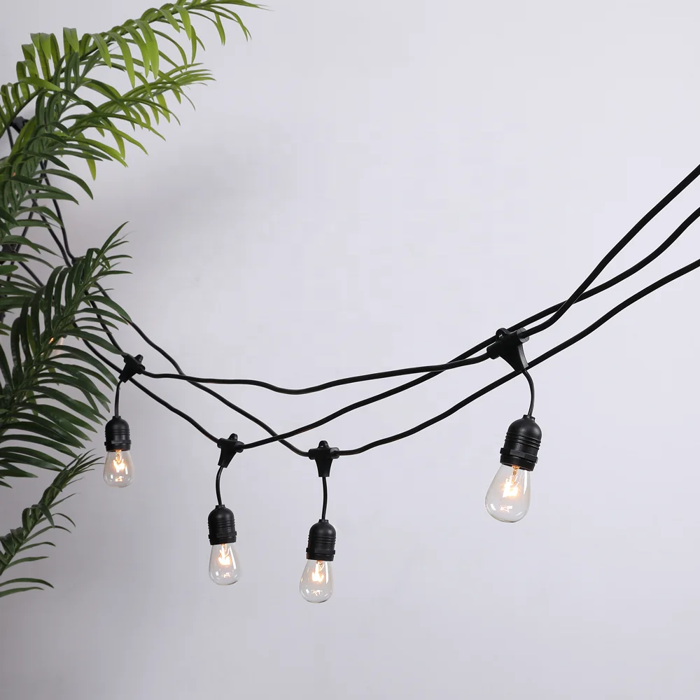 
2020 Most Popular 48ft 15 Lamps Vintage Brightness LED Edison Bulb Outdoor Bistro Patio Party String Lights 