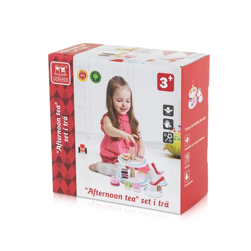 Wholesale Girls Role Paly Game Afternoon Tea Party  Children Wooden Cake Toy For Kids 3+