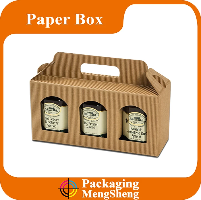 Gift Corrugated Handle Christmas Custom Top Food Paper Wholesale Hot Sale Kraft Cardboard Empty Jar Gable Box