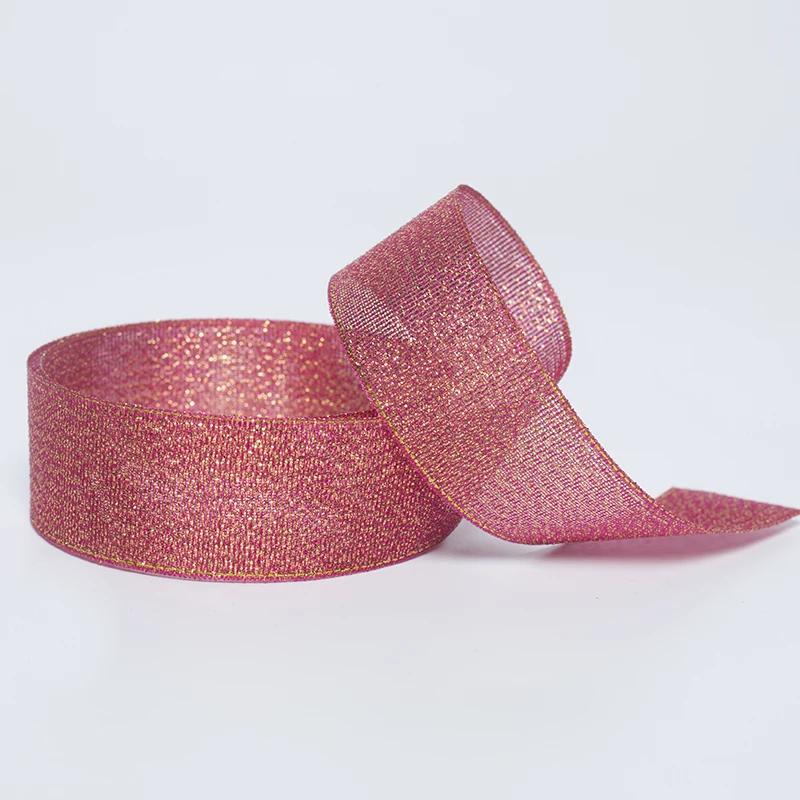 Gold and silver glitter metallic Christmas decoration ribbon