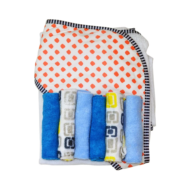 Cheap Wholesale Hooded Towel Set With 6 Pack Washcloth