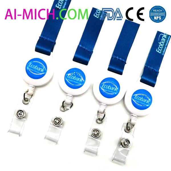 Custom Dye Sublimation Flat Polyester Retractable Yoyo Reel Lanyard