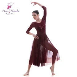 19600 Long sleeve adult girls Lyrical and contemporary dance costumes ballet dancing dress