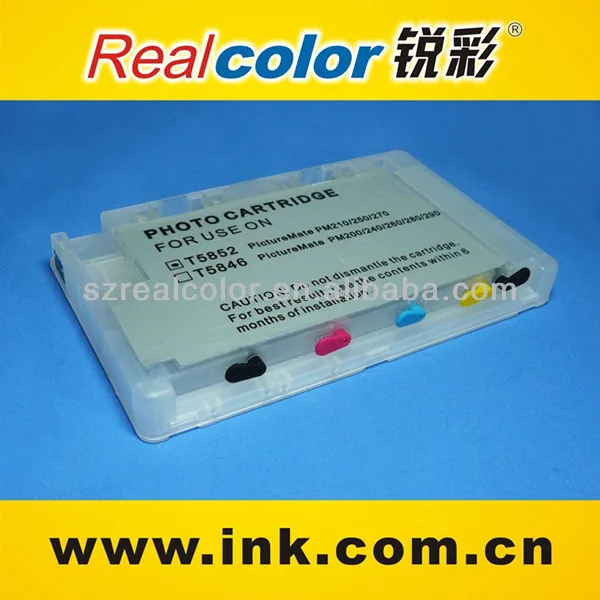 Realcolor Refill ink cartridge for Epson T5852 T5846 PictureMate PM200 PM225 PM210 PM215 refillable cartridge