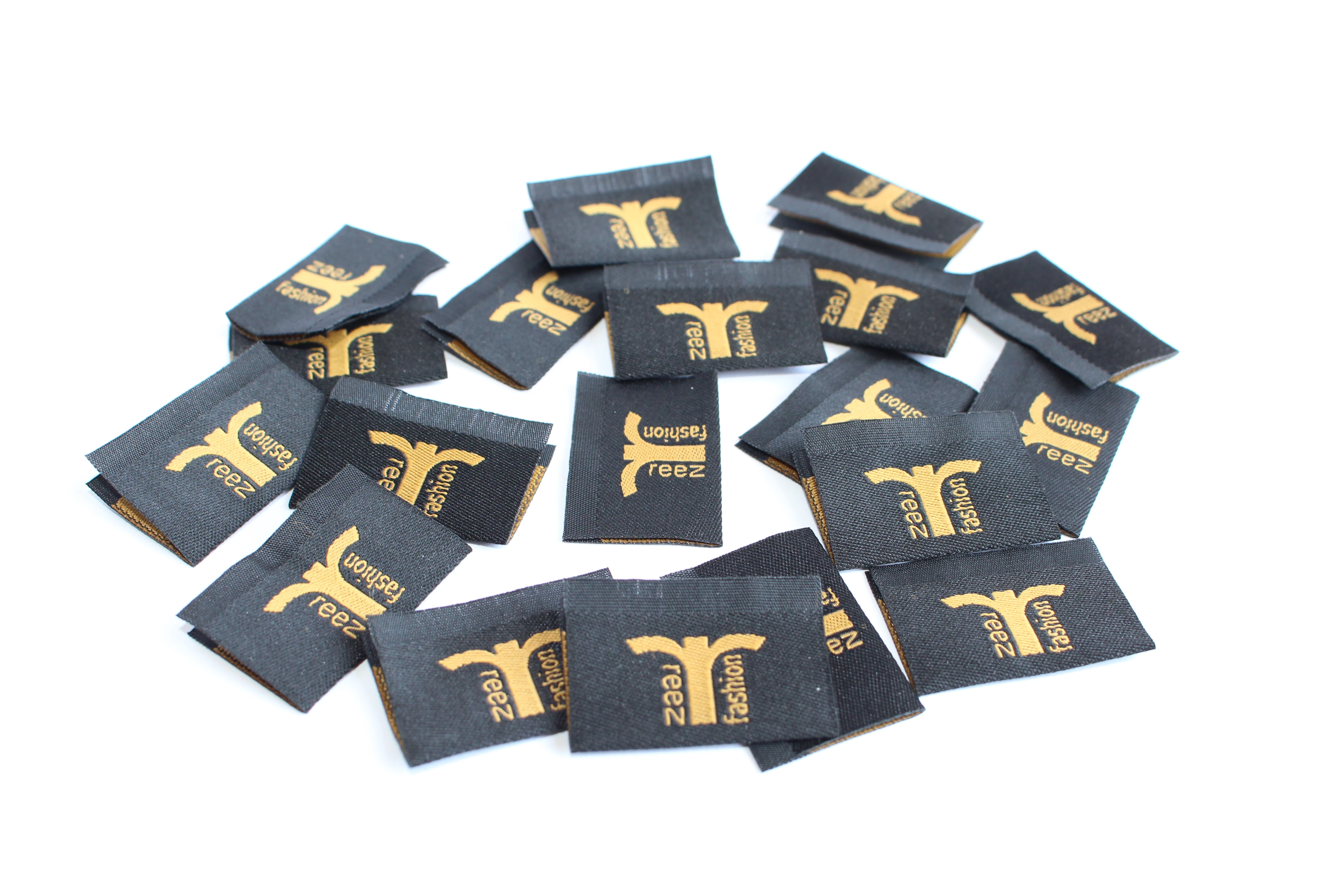 
Print organic size label cotton woven damask satin label size for garment 