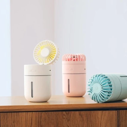 wholesale 3 in 1 rechargeable mini plastic air ventilation humidifier portable  cool misting fan foldable water spray fans