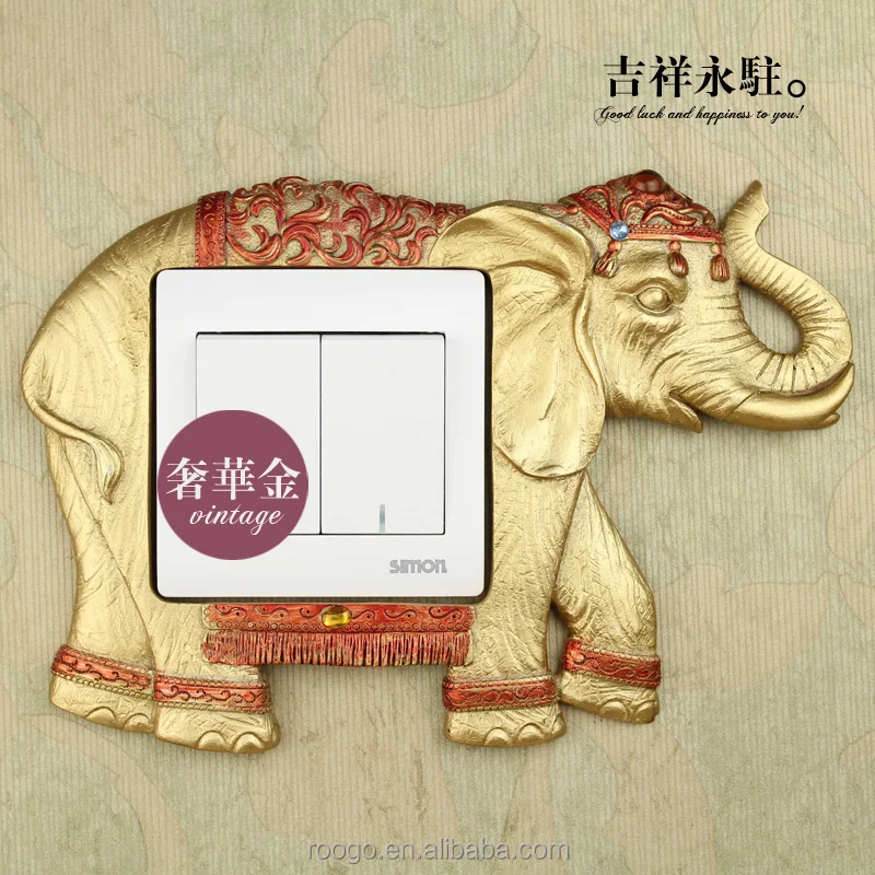 Roogo resin elephant light switch stickers