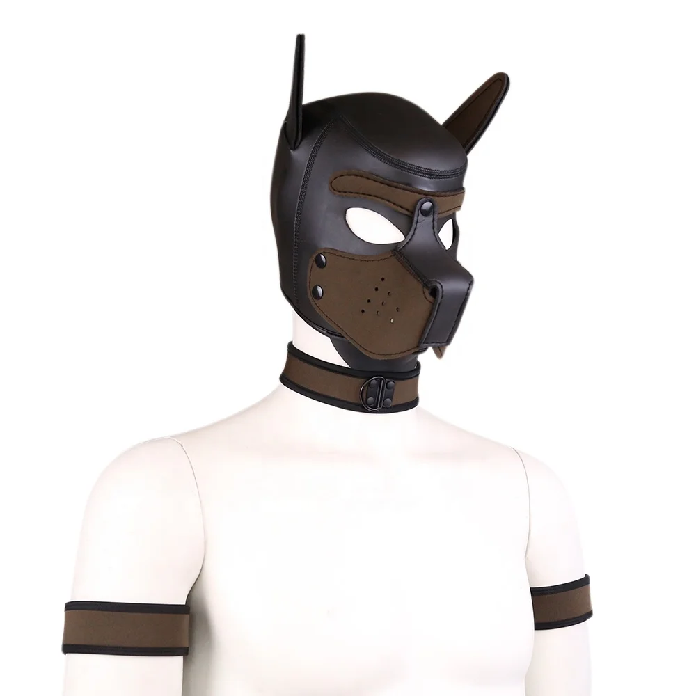 10 Colors Factory BDSM Bondage Hood Neoprene Puppy Hood  Bold Color Armband Cobalt Collar 3 Set