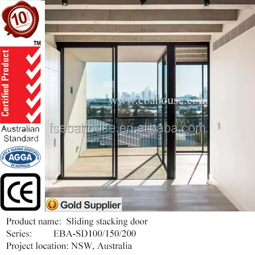 modern design corner sliding door from EBAHOUSE aluminium frame glass door double glazed doors and windows for house
