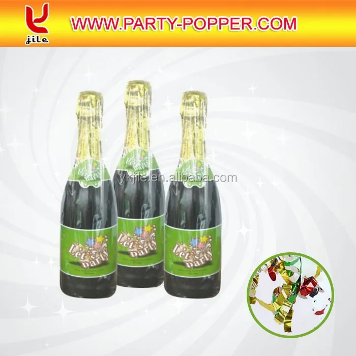 Champagne Bottle Party Popper with Colorful Metallic Foil Circle Confetti Cannon