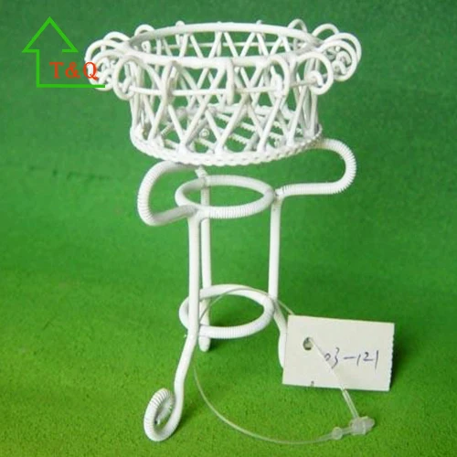 
Dolls House Miniature Furniture White Wire flowerpots stand 