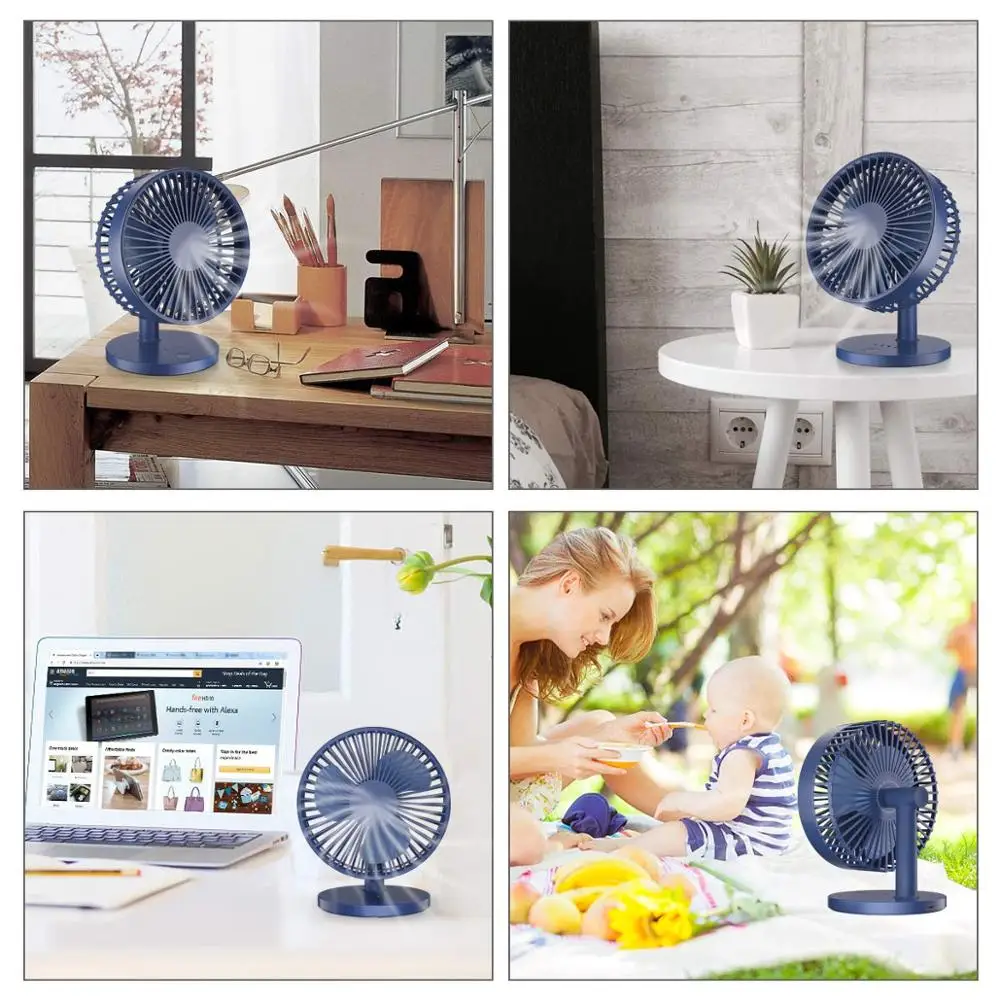 USB Desk Fan with Night Breathing Light, Air Circulator Desk Fan 90 Degree Rotation Portable Foldable Fan for Home, Office