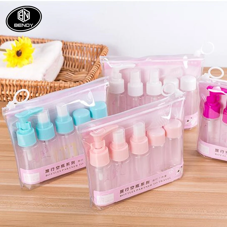 Amazon 8pcs PET lotion spray travel cosmetic bottle set kit for personal care