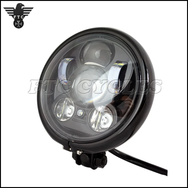 Vintage Black Motorcycle LED Headlight for Harley Custom Bikes