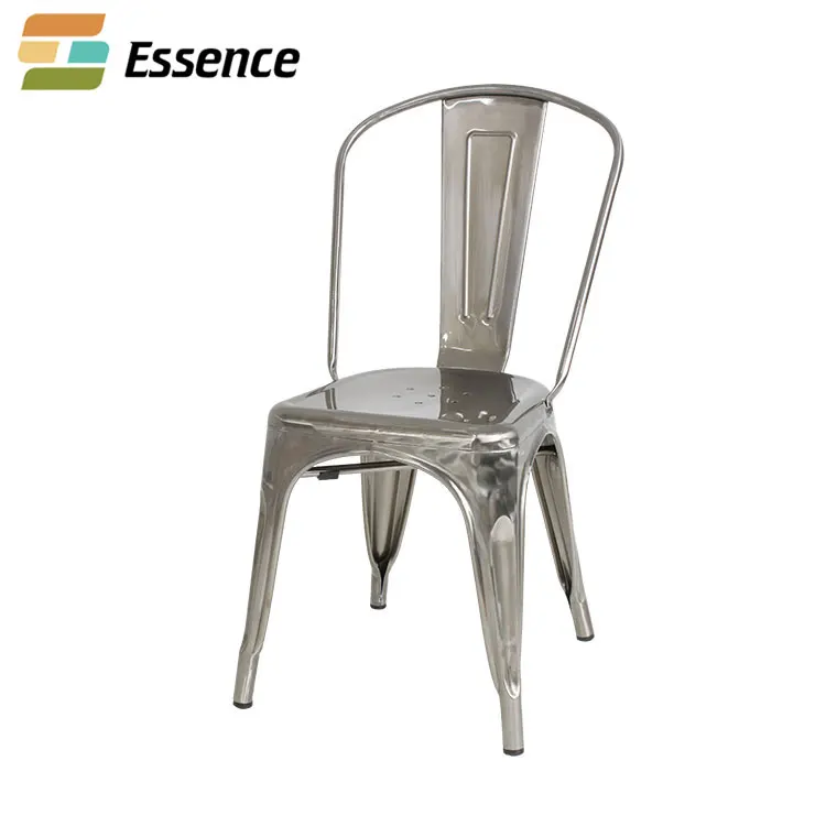 Top quality low back industrial iron metal dining stackable side chair