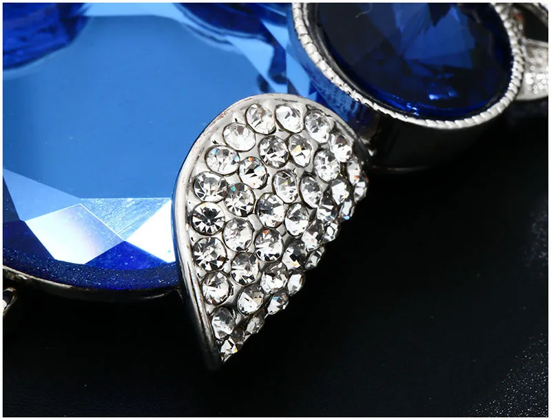 Antique Owl Glass Necklace Crystal Pendant Necklace Long Chain Sweater Necklace Women Jewelry