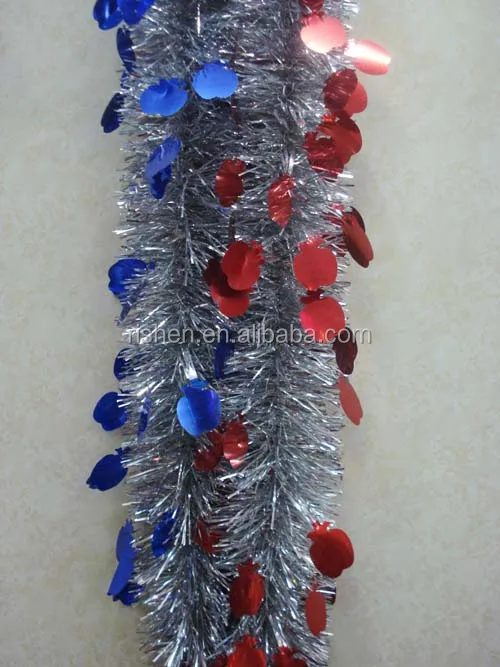 
2M long Pink Double Round Shape Hanging Christmas Tinsel with decorations Colorful Tinsel 