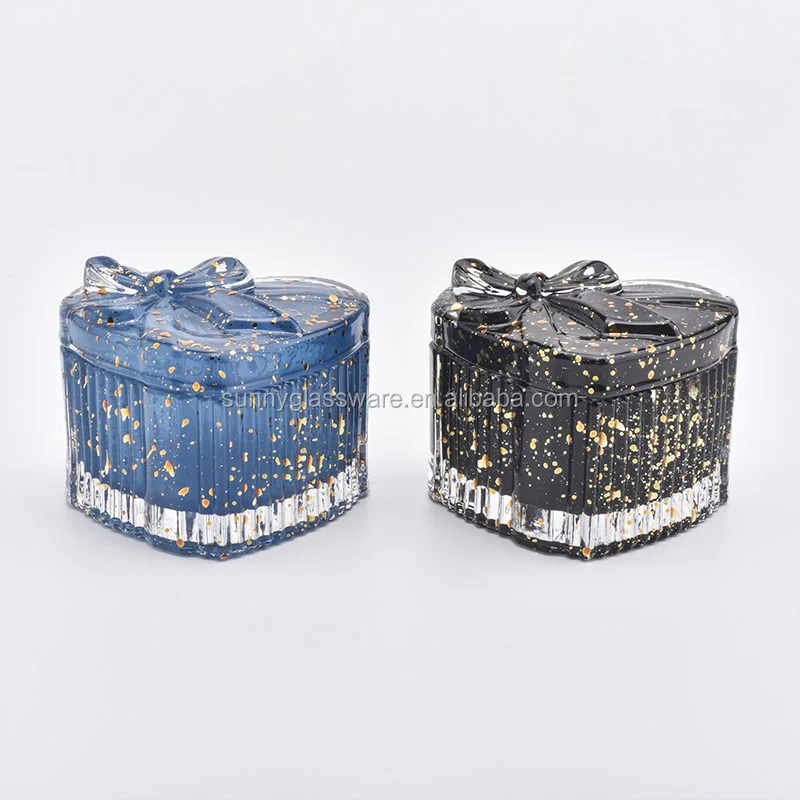 Heart shaped glass candle jars with lid for wedding decoration