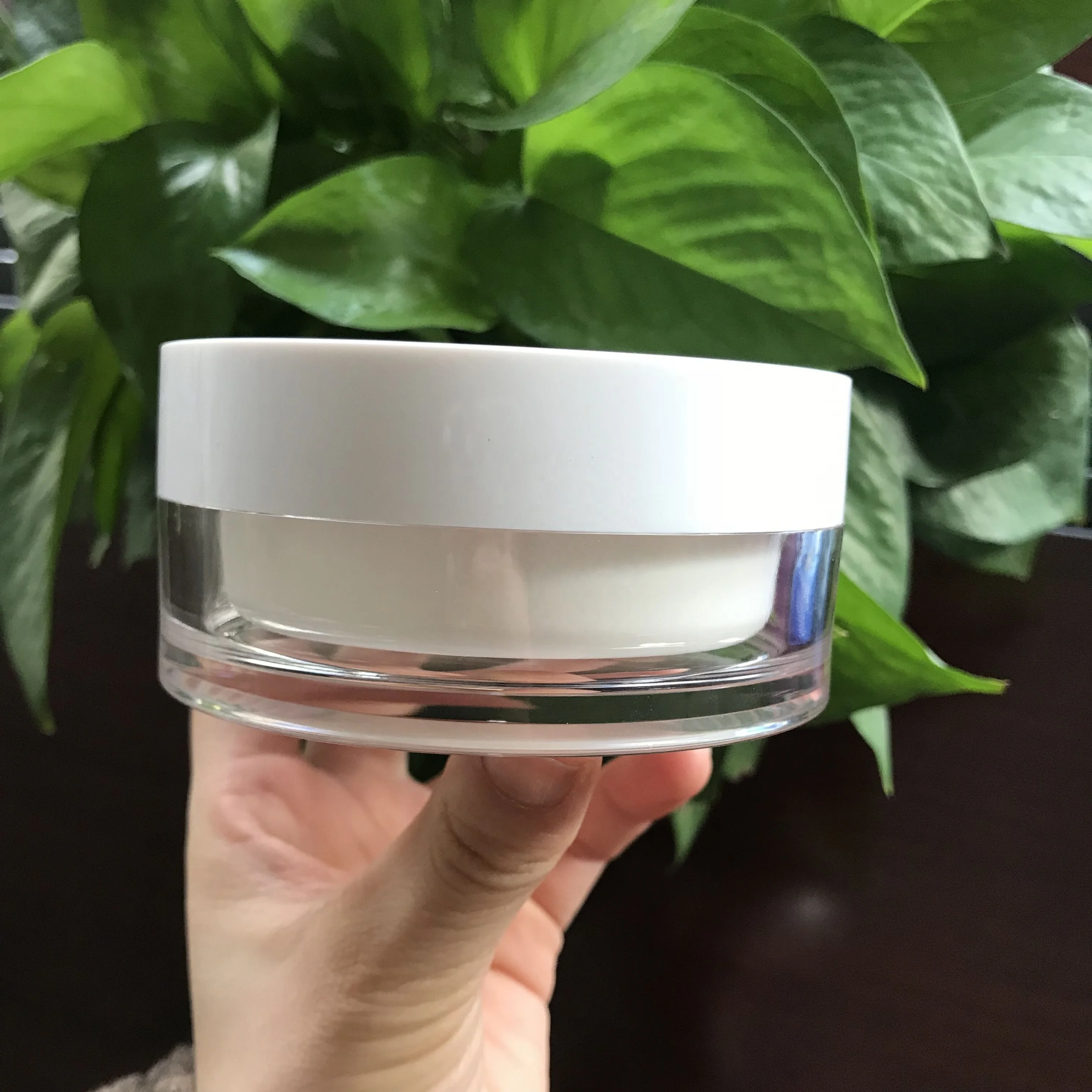 Hot sale cosmetic 100g cylinder round white double wall facial  plastic jar