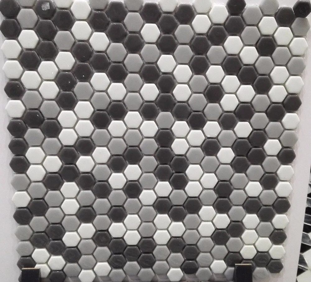 Foshan Factory Grey Colored Hexagon Mosaic Tile