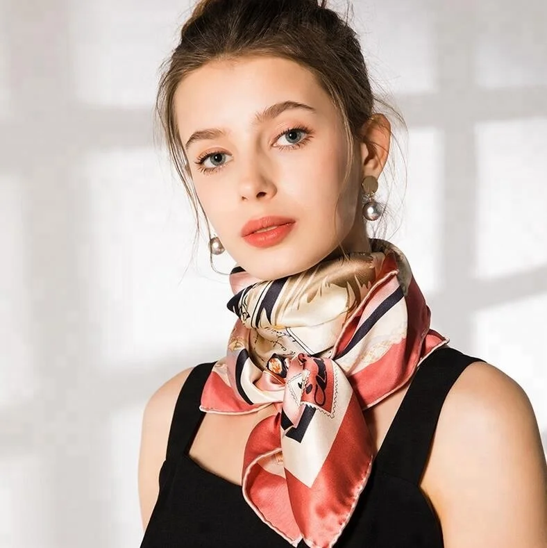 ZP wholesale and OEM satin square 100 silk scarf 90x90cm