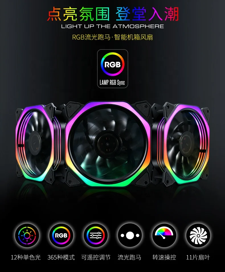 RGB cooling fan for computer case computer LED RGB fan RGB rign fan