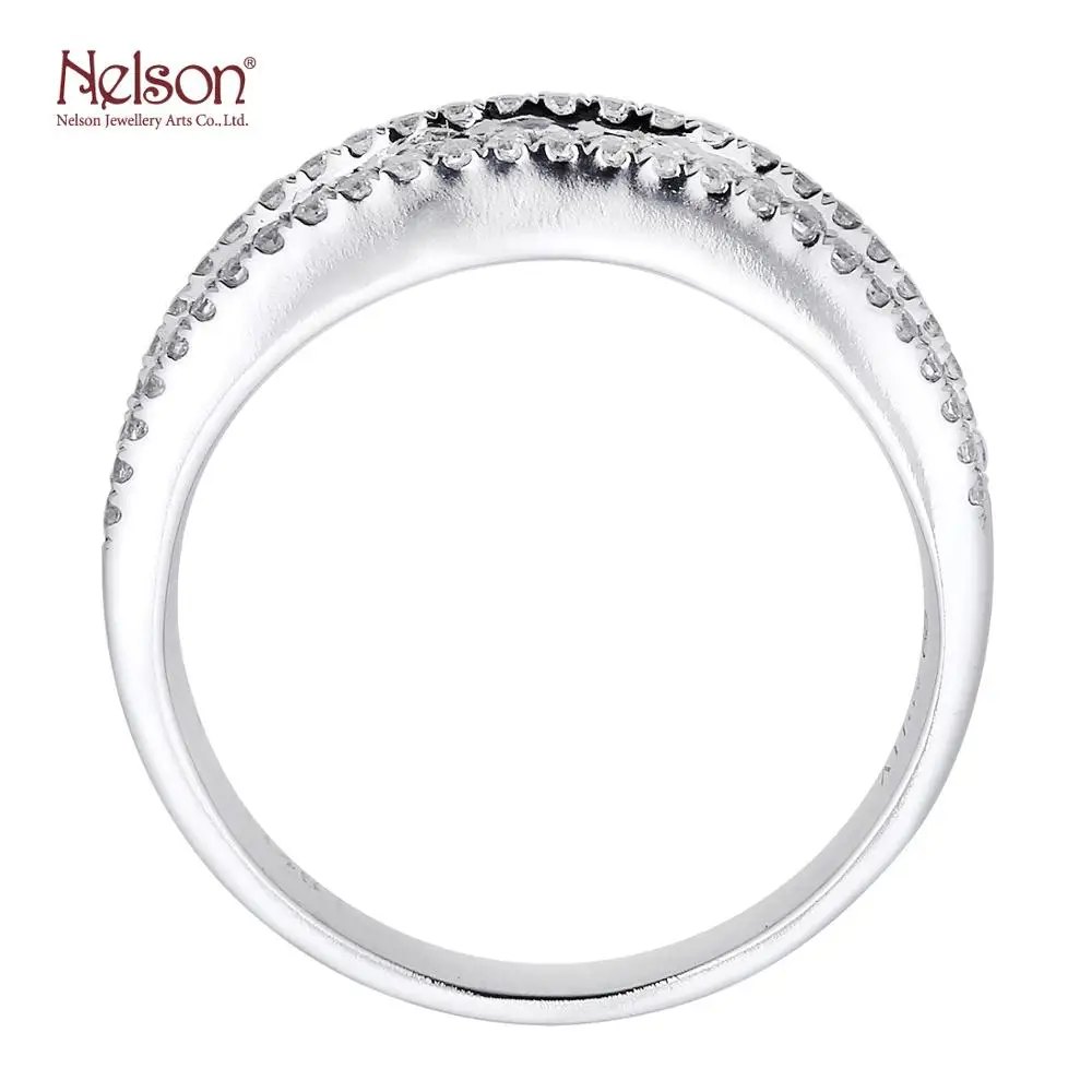 
Wholesale price no MOQ Daily Wear Genuine Diamond Anniversary 18K White Gold Diamond Fine Jewelry Band Ring for women 