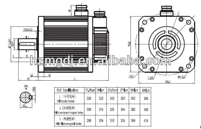 180mm 4.5kw 3 phase high torque servo motor