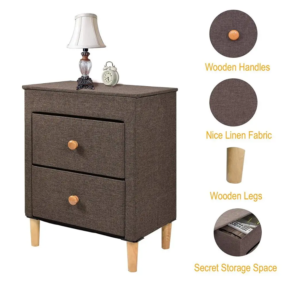 Simple 2-Drawer-Dresser,Premium Linen Fabric Nightstand,Bedside Table ,For Bedroom and bathroom