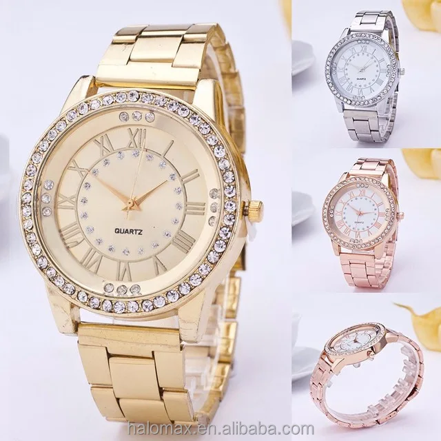 
Luxury Classic Vintage Gold Ladies Watch top brand Fashion Female Crystal Casual Watch Analog Stainless Steel New Quartz watch 