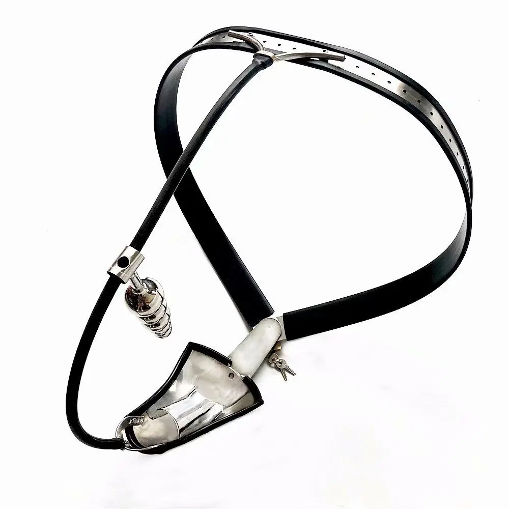 Black emperor brand new male stainless steel chastity belt anal plug  penis lock